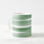 セージグリーンストライプ水彩モノグラムコーヒーマグ コーヒーマグカップ (正面左)