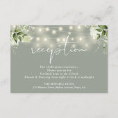 セージグリーンストリングライトフローラウェディングレセプション エンクロージャーカード (正面)