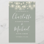 セージグリーンストリングライト結婚式 プログラム (正面)