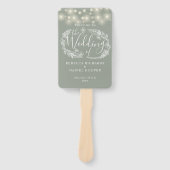 セージグリーンストリングライト結婚式 プログラム ハンドファン (正面)