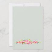 セージグリーンストロベリーピンク牡丹ブライダルシャワー 招待状 (裏面)