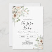 セージグリーンスペインのフローラ結婚ズ 招待状 (正面)