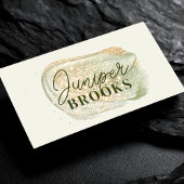 セージグリーンソーシャルメディアQRコード金ゴールドグリッター 名刺