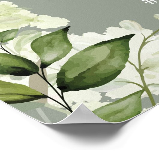 セージグリーンタイポグラフィ結婚のウェルカムサイン ポスター (角)