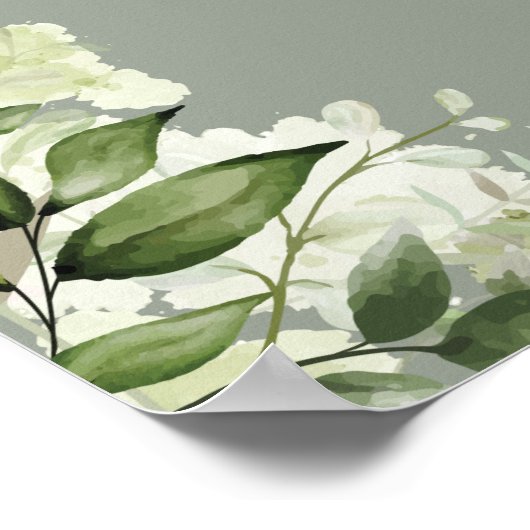 セージグリーンタイポグラフィ結婚のウェルカムサイン ポスター (角)