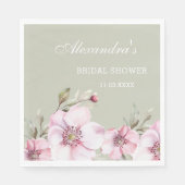 セージグリーンダスティピンクフローラバラブライダルシャワー スタンダードランチョンナプキン (正面)