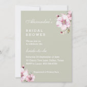 セージグリーンダスティピンクローズフローラブライダルシャワー 招待状 (正面)