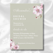 セージグリーンダスティピンクローズフローラブライダルシャワー 招待状