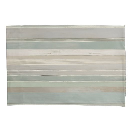 セージグリーンダスティブルータウペググレーファームハウスストライプ 枕カバー (正面左)