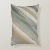 セージグリーンダスティブルーベージュクリームストライプ抽象芸術 アクセントクッション (正面(垂直))