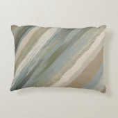 セージグリーンダスティブルーベージュクリームストライプ抽象芸術 アクセントクッション (裏面)