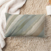セージグリーンダスティブルーベージュクリームストライプ抽象芸術 ランバークッション (ブランケット)