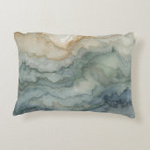 セージグリーンダスティブルーベージュ抽象芸術波 アクセントクッション (裏面)
