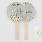 セージグリーンダスティブルーワイルドフラワー結婚ズ ハンドファン (正面&裏面)