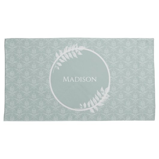 セージグリーンダマエレガントスク 枕カバー (正面右)