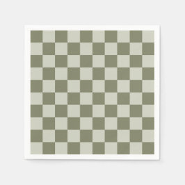セージグリーンチェッカーボード スタンダードカクテルナプキン