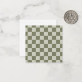 セージグリーンチェッカーボード ノートカード (正面/裏面インサイチュ)