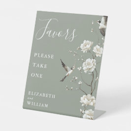 セージグリーンチノワジアンフラワーウェディングギフト 台座サイン