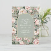 セージグリーンチノワジアートガーデンフラワー ブライズシャワー 招待状 (スタンド正面)