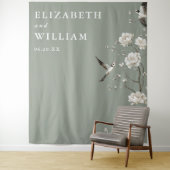 セージグリーンチノワジアー結婚式写真用背景 タペストリー (インサイチュ)