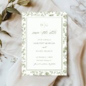 セージグリーンチノワジエ風フラットセーブザデートカード セーブザデート