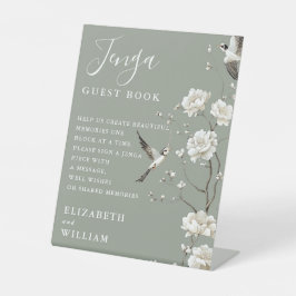 セージグリーンチノワセリージェンガゲストブックズリ結婚ーズ 台座サイン