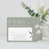 セージグリーンチノワセリーフローラ庭園の結婚式 出欠カード (スタンド正面)