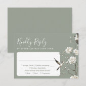 セージグリーンチノワセリーフローラ庭園の結婚式 出欠カード (正面/裏面)