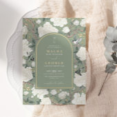 セージグリーンチノワセリーフローラ庭園の結婚式 招待状
