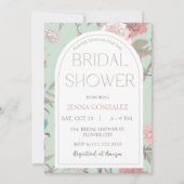 セージグリーンチノワセリーボタニカルブライダルシャワー 招待状 (正面)