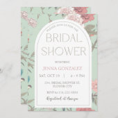 セージグリーンチノワセリーボタニカルブライダルシャワー 招待状 (正面/裏面)