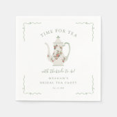 セージグリーンティーブライダルシャワーブライダルティーパーティー スタンダードカクテルナプキン (正面)