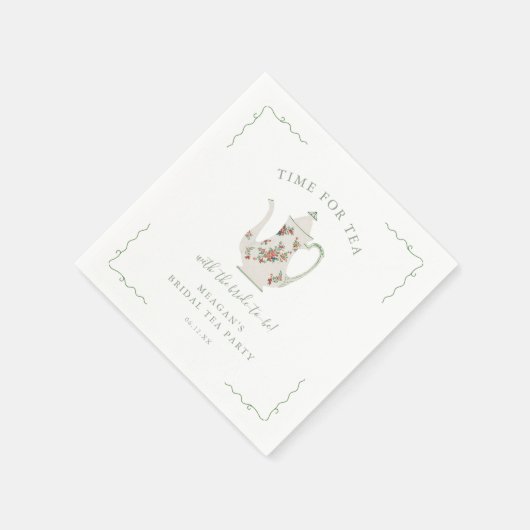 セージグリーンティーブライダルシャワーブライダルティーパーティー スタンダードカクテルナプキン (角)