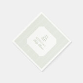 セージグリーンテディベア名門私立校風のベビーエレガントシャワー スタンダードカクテルナプキン (角)