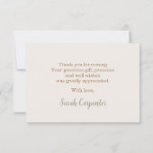 セージグリーンテディベア感謝していユーザ ノートカード (裏面)