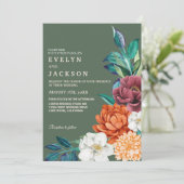 セージグリーンテラコッタフローラ秋の結婚式 招待状 (スタンド正面)