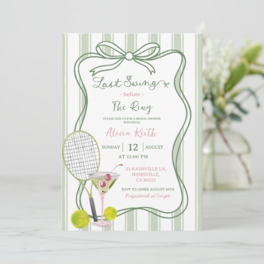 セージグリーンテ予測できなニスブライダルシャワー 招待状 (スタンド正面)