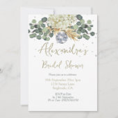 セージグリーンディスコボールフローラブライダルシャワー 招待状 (正面)