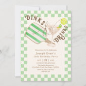 セージグリーンディンク&ドリンクPickleball誕生日 招待状 (正面)