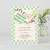 セージグリーンディンク&ドリンクPickleball誕生日 招待状 (スタンド正面)
