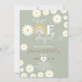 セージグリーンデイジーは彼女オンダーフル誕生日 招待状 (正面)