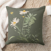 セージグリーンデイジーフローラ植物装飾用クッション クッション (ブランケット)