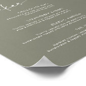 セージグリーンデザートカップケーキメニュー結婚の看板 ポスター (角)