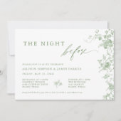 セージグリーントイルフローラ結婚のリハーサルディナー 招待状 (正面)