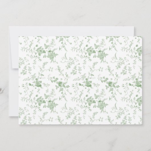 セージグリーントイルフローラ結婚のリハーサルディナー 招待状 (裏面)