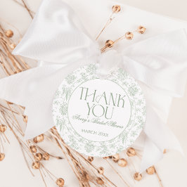 セージグリーントイレフラワーベア Vintage ブライダルシャワー フェイバータグ