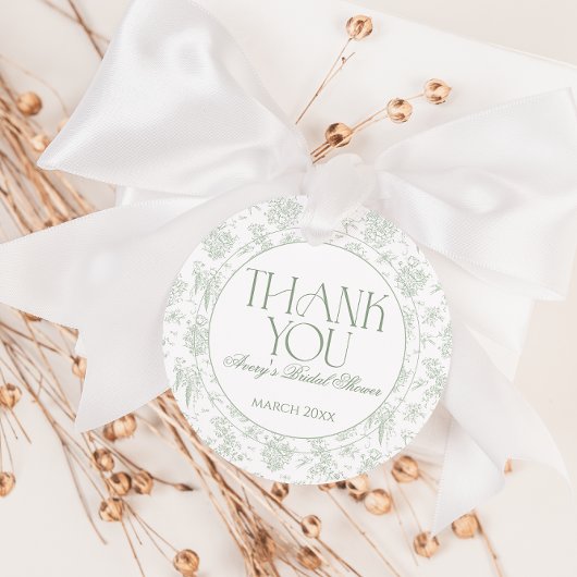 セージグリーントイレフラワーベア Vintage ブライダルシャワー フェイバータグ