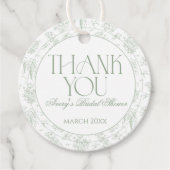 セージグリーントイレフラワーベア Vintage ブライダルシャワー フェイバータグ (正面)