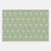 セージグリーントレンディーミニマシンプルリストハートエレガント ラッピングペーパーシート (正面2)