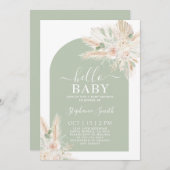 セージグリーントロピカルベビーシャワー招待状 招待状 (正面/裏面)